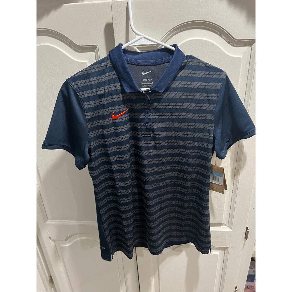 Nike Womenβs Dri-FIT Polo Shirt Medium Blue Stripe NWT Golf Tennis FJ9573-423